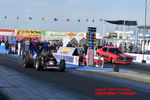 AA/FA - AA/FC - Kevin Burgess - 'Nasty Benjamin' (near lane) 
vs Don Knoblauch - 'Atomic Punk' (far lane)